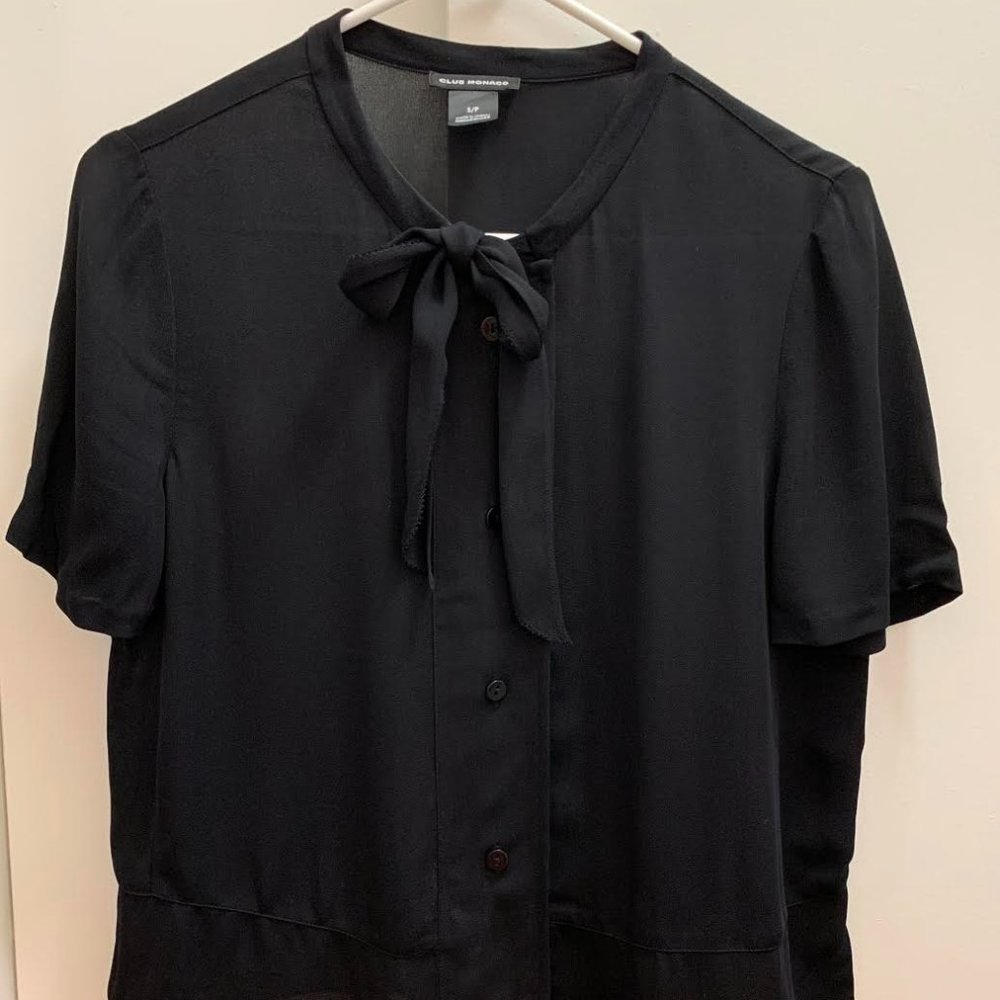 Club Monaco Black Blouse with Tie